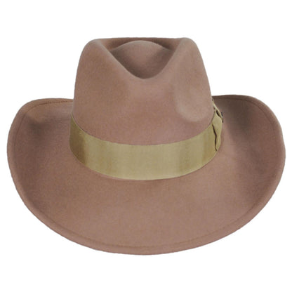 Jaxon Hats | Wholesale Colorado Ultra Wide Brim Wool Felt Fedora Hat B2B Pre-Pack - Stone & Pecan | B2B135200SP | front | PECAN