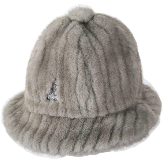 Kangol | Striped Faux Fur Casual Hat | 185835 | lead | GREY DEBOSSED STRIPE