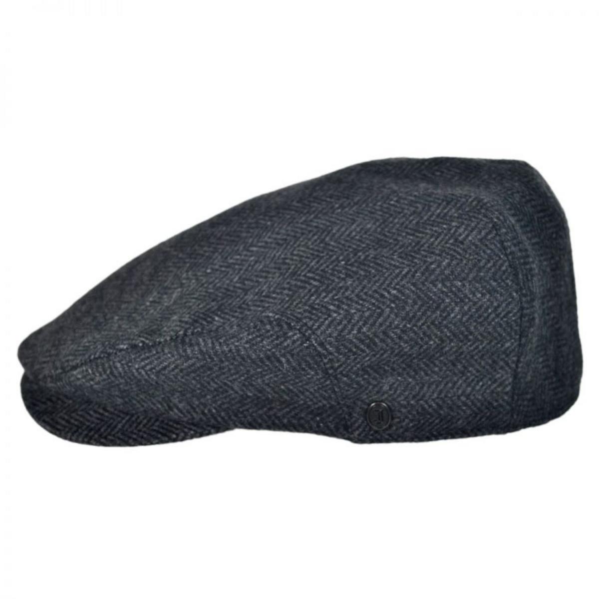 Jaxon Hats | Square Bill Herringbone Wool Ivy Cap | 167755 | profile | CHARCOAL
