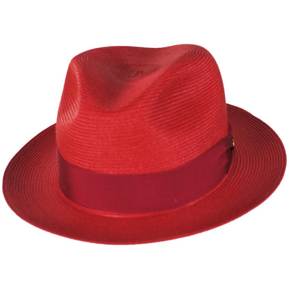 Stetson | Rosebud Florentine Milan Poly Straw Fedora Hat | 127073 | lead | RED