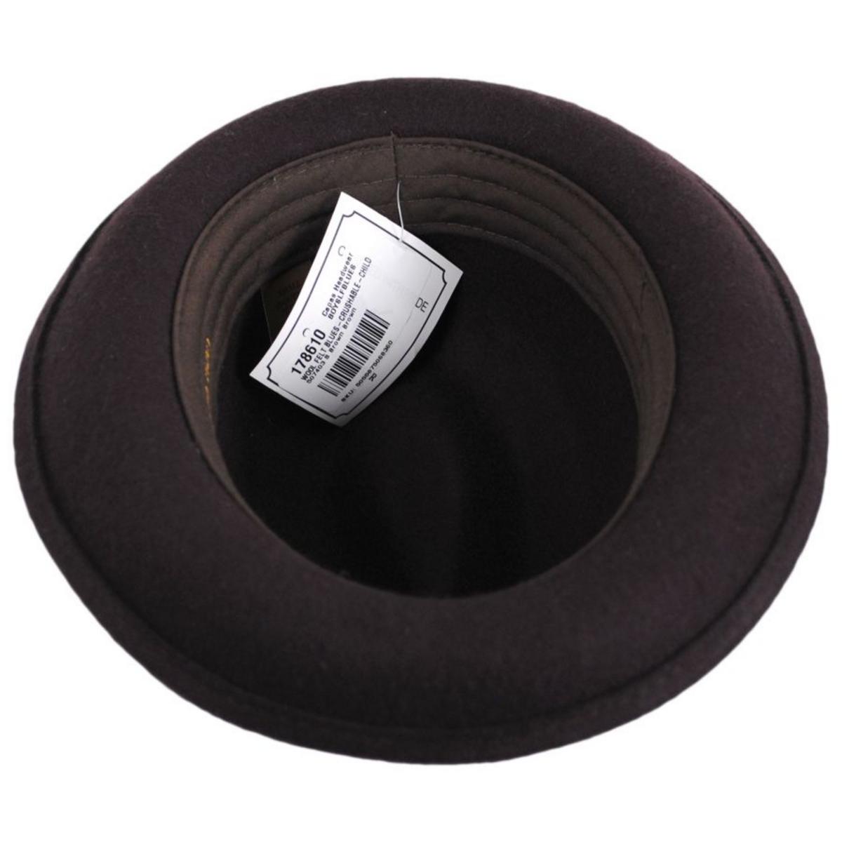 Capas Headwear | Kid's Blues Crushable Wool Felt Trilby Fedora Hat | 507403 | under | BROWN