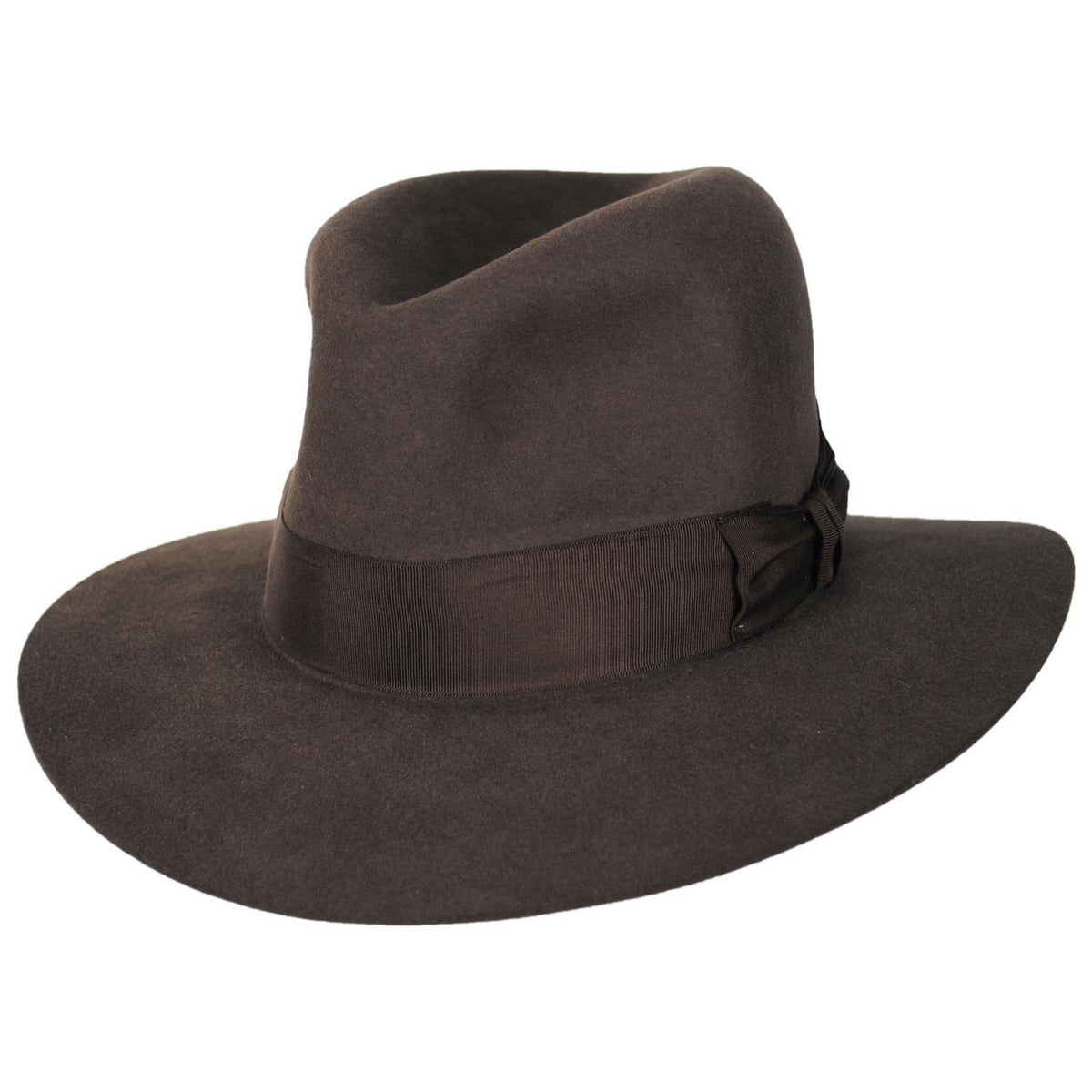 Akubra | Adventurer Fur Felt Shapeable Open Crown Fedora Hat | 131704 | detailtwo | MID BROWN