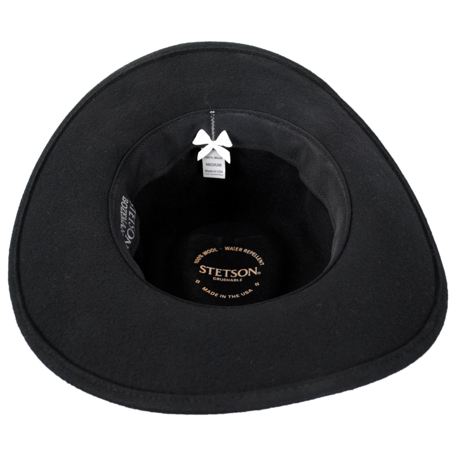 Stetson | Bozeman Crushable Wool Felt Outback Hat | 130692 | under | BLACK