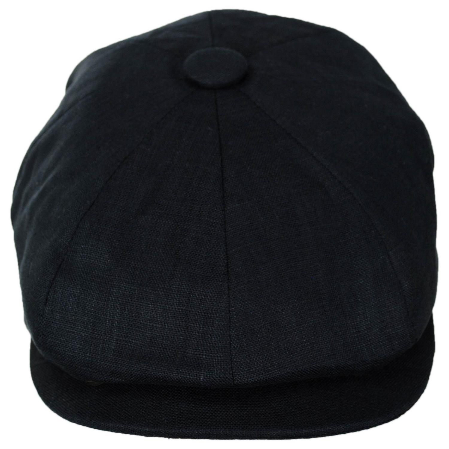 Jaxon Hats | Linen and Cotton Newsboy Cap | 167774 | front | BLACK