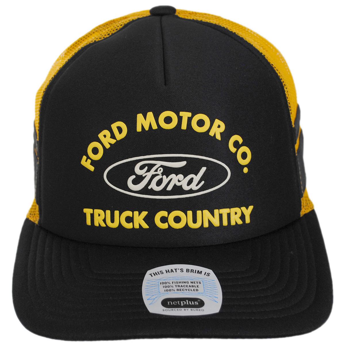 BRIXTON HATS | Ford Built Tough Foam Mesh Snapback Trucker Cap | 201883 | front | BURNT RUBBER/EMPIRE YELLOW