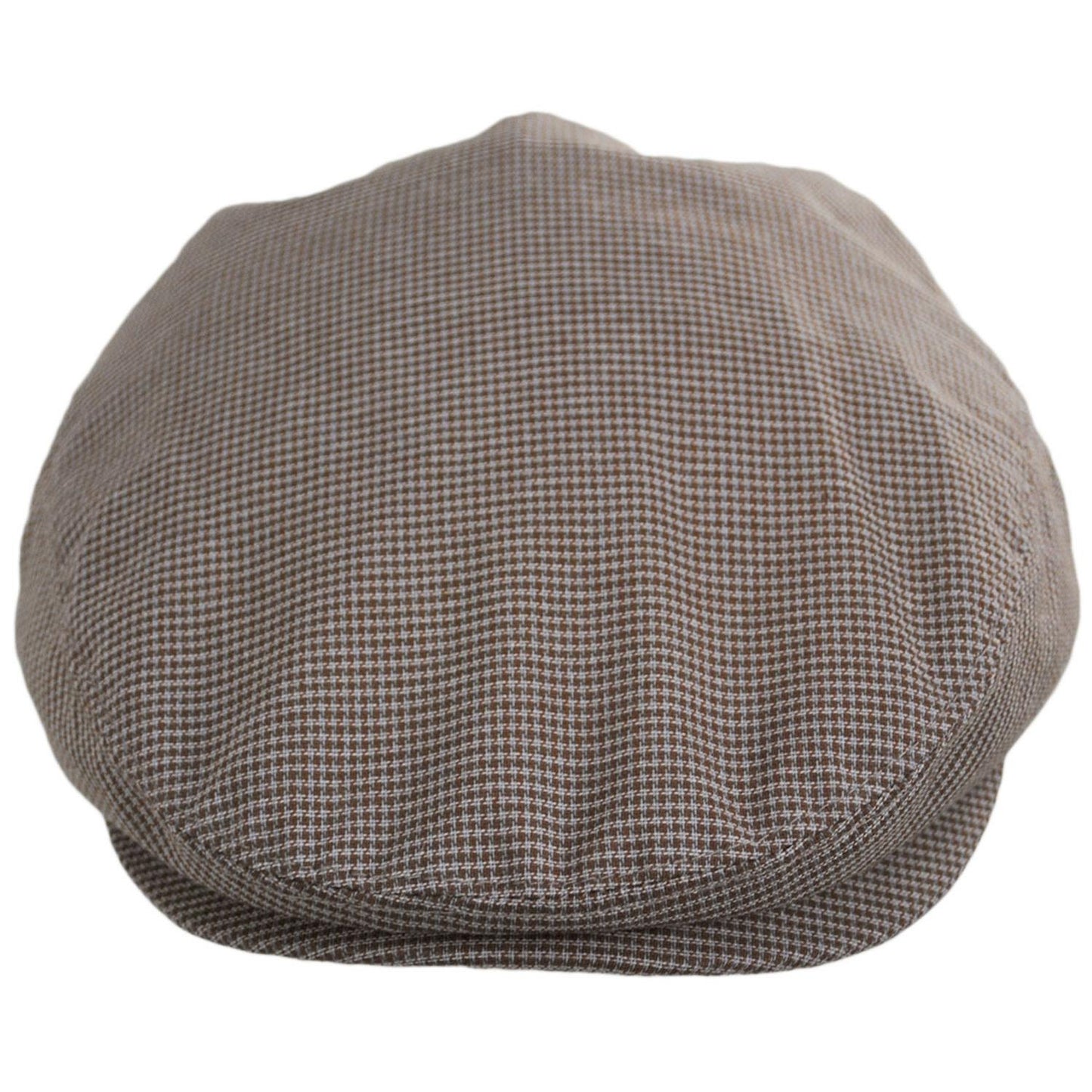 Baskerville Hat Company | Tenby Cotton Mini Windowpane Ivy Cap | 167675 | front | MOCHA