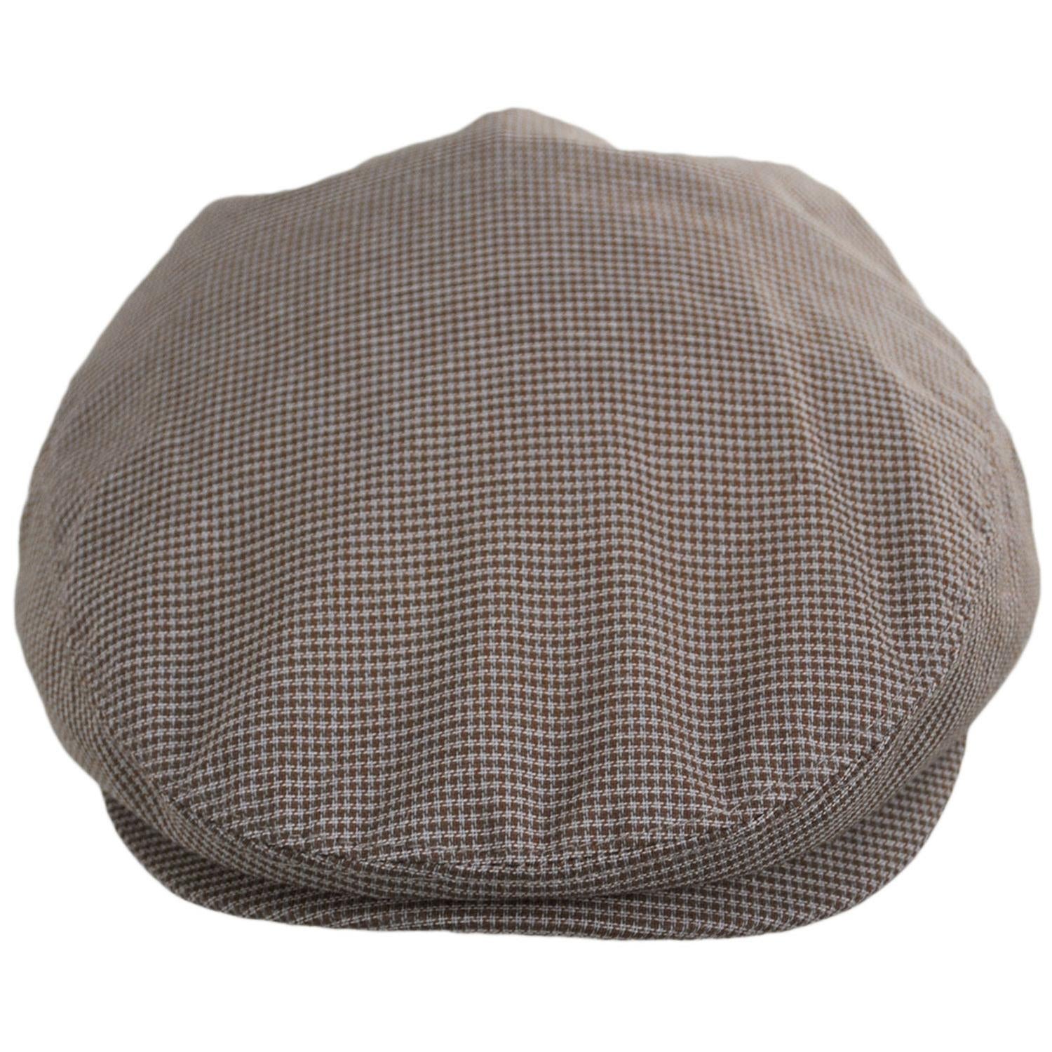 Baskerville Hat Company | Tenby Cotton Mini Windowpane Ivy Cap | 167675 | front | MOCHA