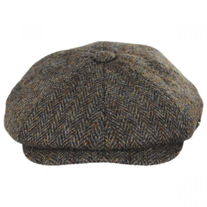 Failsworth | Harris Tweed Overcheck Herringbone Wool Newsboy Cap | 177915 | front | TAUPE