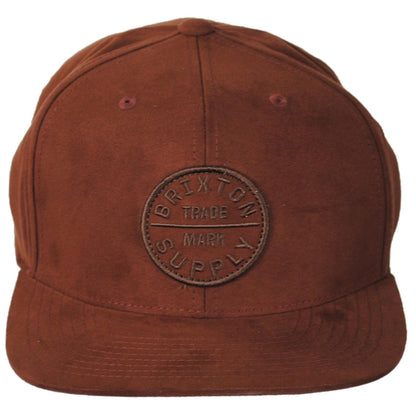 BRIXTON HATS | Oath III Vegan Suede Snapback Baseball Cap | 201713PBS | front | PINECONE BROWN SUEDE