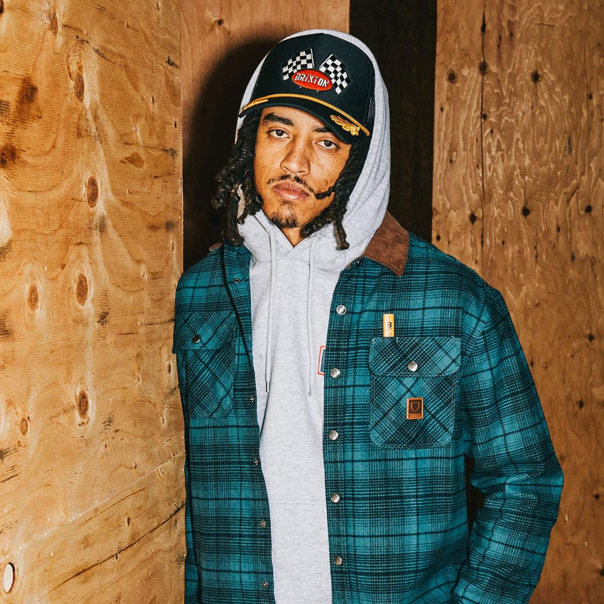 BRIXTON HATS | Podium Mesh Trucker Snapback Baseball Cap | 201888 | lsfone | BLACK/BLACK