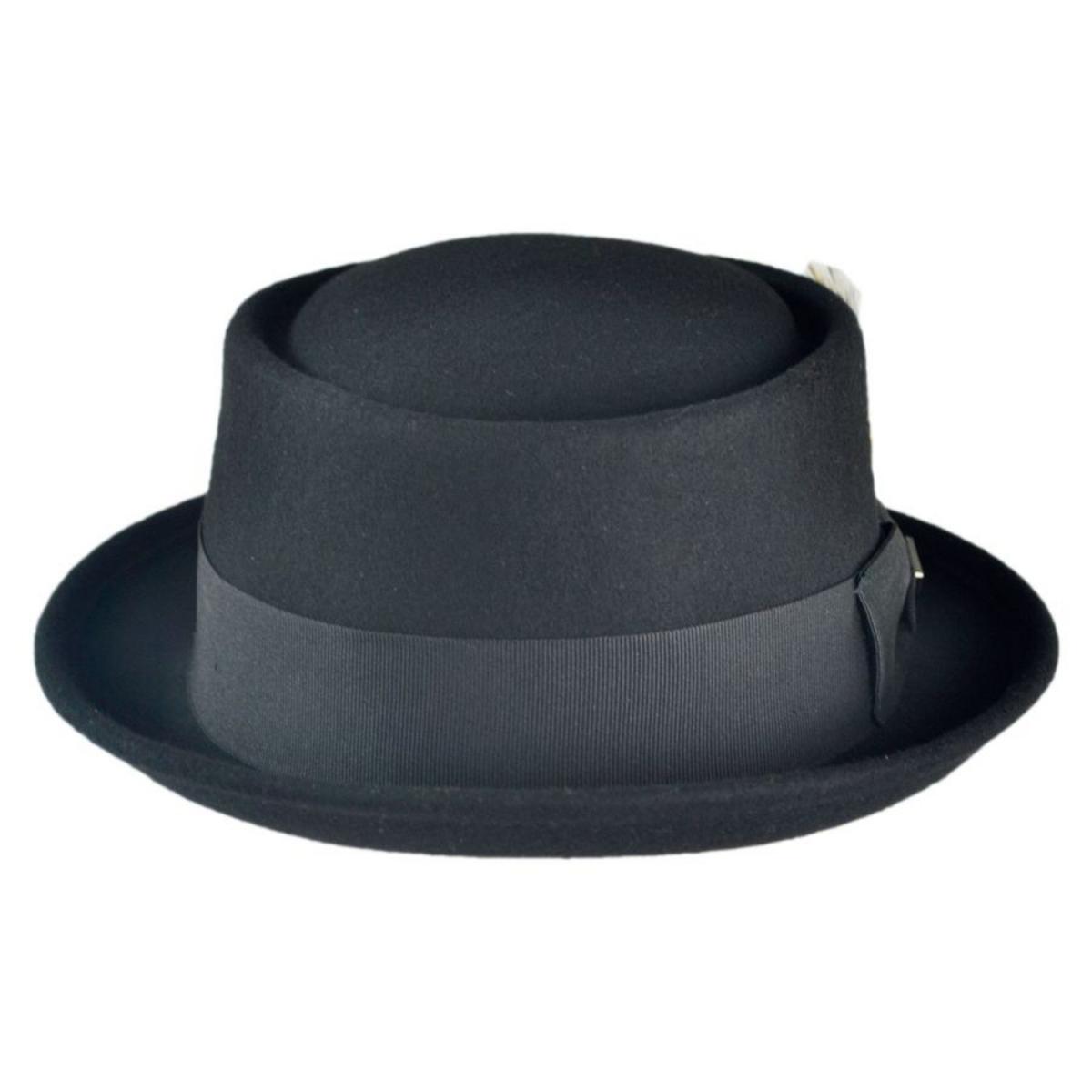 Jaxon Hats | Wool Felt Pork Pie Hat | 135065 | front | BLACK