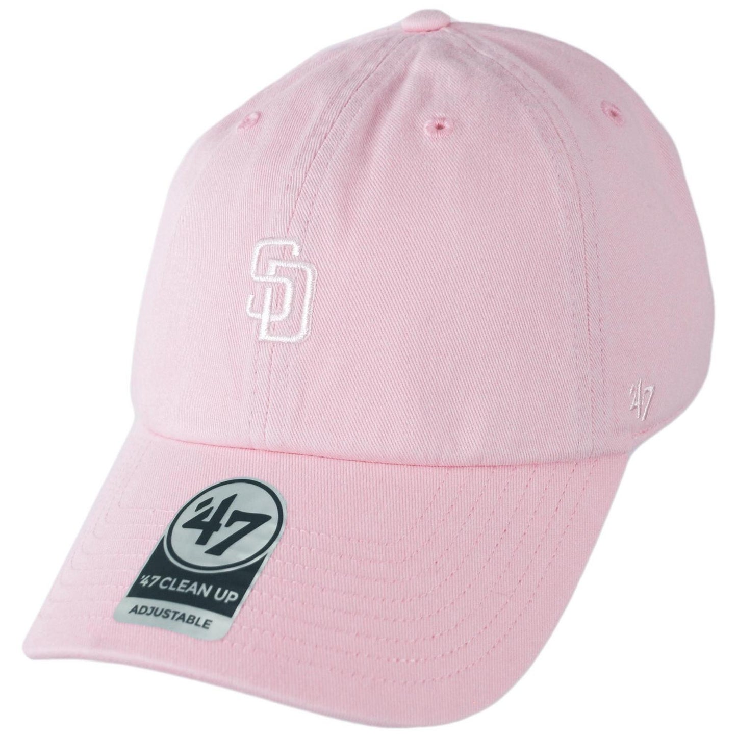 47 Brand | San Diego Padres MLB Base Runner Clean Up Strapback Baseball Cap Dad Hat | 204426 | lead | DIGITAL PINK
