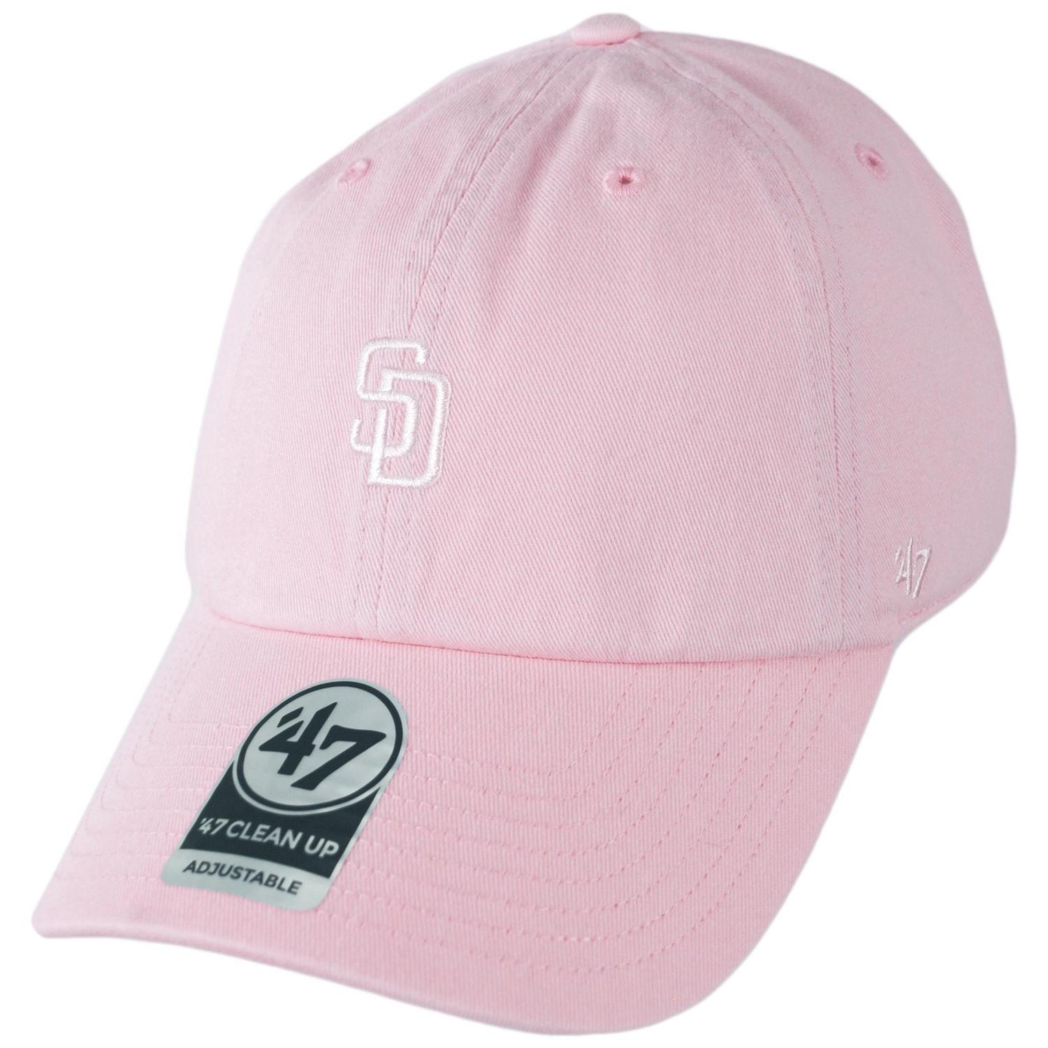 47 Brand | San Diego Padres MLB Base Runner Clean Up Strapback Baseball Cap Dad Hat | 204426 | lead | DIGITAL PINK
