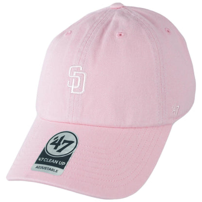 47 Brand | San Diego Padres MLB Base Runner Clean Up Strapback Baseball Cap Dad Hat | 204426 | lead | DIGITAL PINK