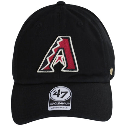 47 Brand | Arizona Diamondbacks MLB Clean Up Strapback Baseball Cap Dad Hat | 203091 | front | BLACK/RED