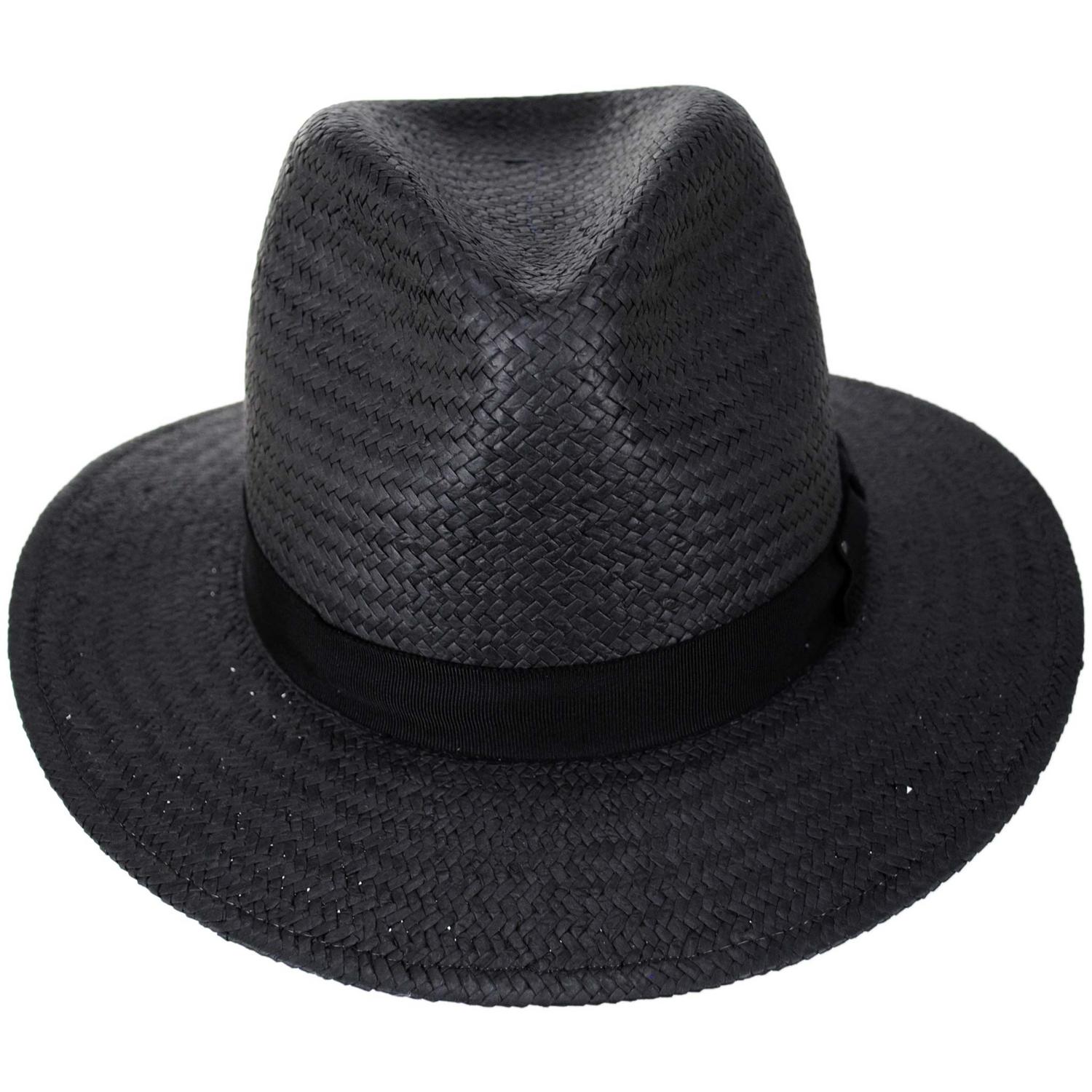 Bailey 1922 | Curtis Sun Raindura Straw Safari Fedora Hat | 127938 | front | BLACK