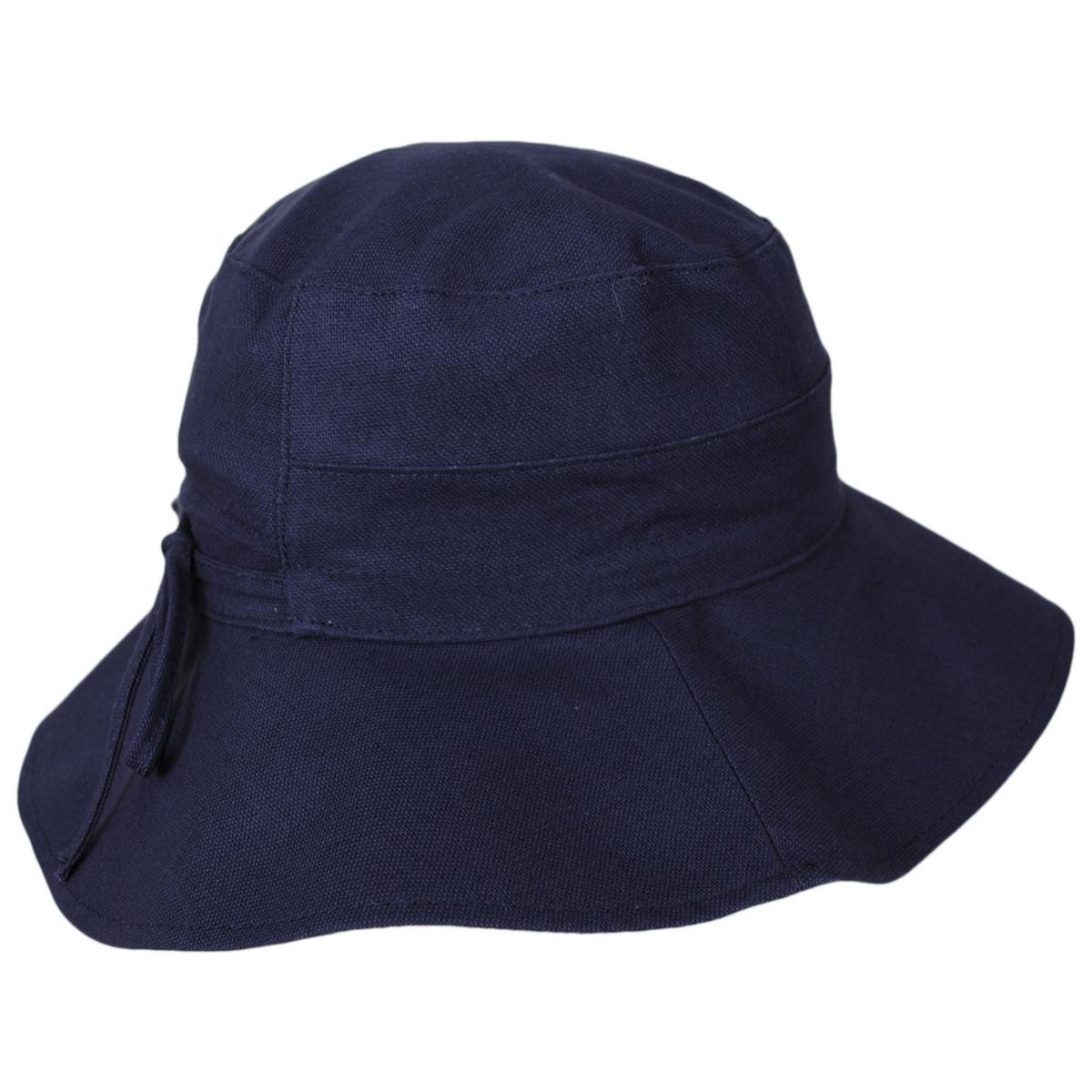 Scala | Alma Ponytail Cotton Bucket Hat | 106443 | profile | NAVY