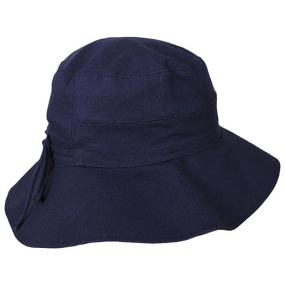 Scala | Alma Ponytail Cotton Bucket Hat | 106443 | profile | NAVY