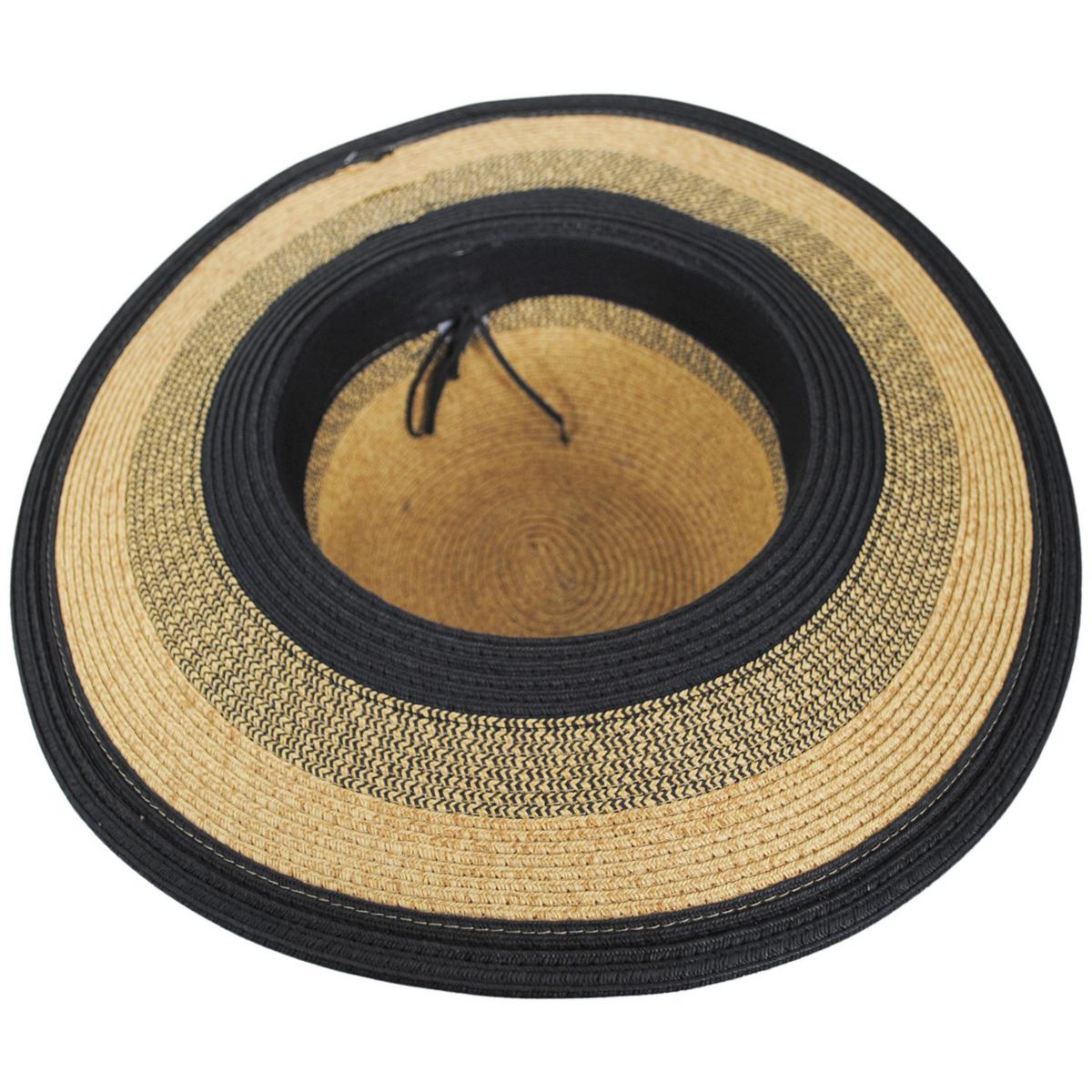 Jeanne Simmons | Striations Toyo Straw Swinger Sun Hat | 101812 | under | BLACK
