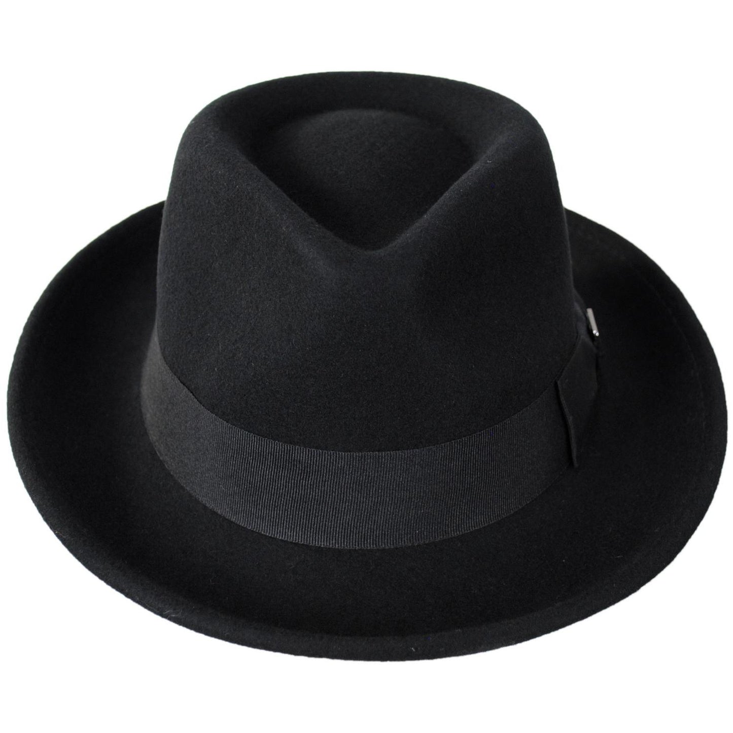 Stacy Adams | Mickey Wool Felt Fedora Hat | 130425 | front | BLACK/RED