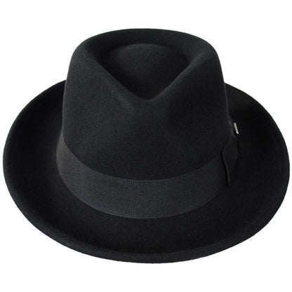 Stacy Adams | Mickey Wool Felt Fedora Hat | 130425 | front | BLACK/RED