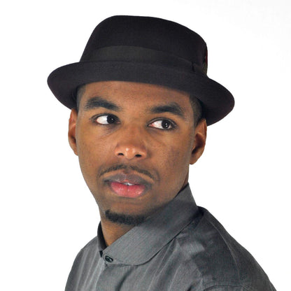 Jaxon Hats | Crushable Wool Felt Diamond Crown Fedora Hat | 135006 | lsmtwo | BLACK