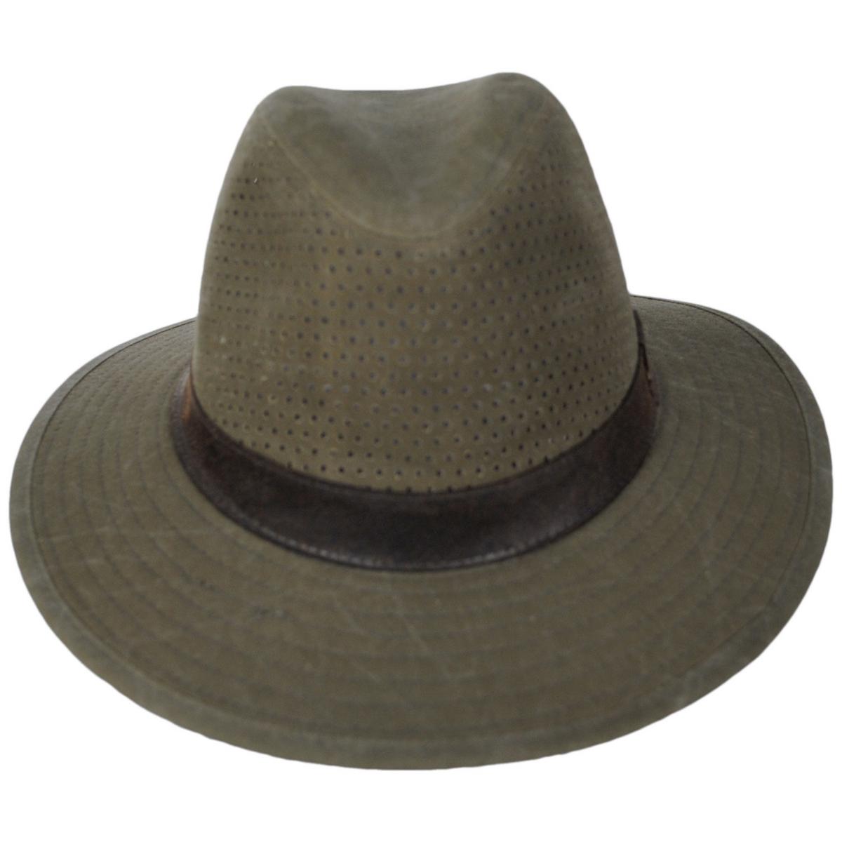 Panama Jack | Reverie Cotton Safari Fedora Hat | 400608 | front | OLIVE