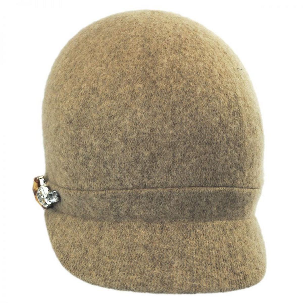 Betmar | Rhinestone Wool Cap | 106075 | front | CAMEL