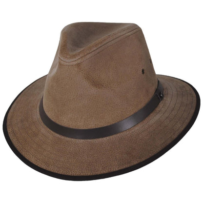 Jaxon Hats | Nubuck Leather Safari Fedora Hat | 147200 | lead | CHESTNUT
