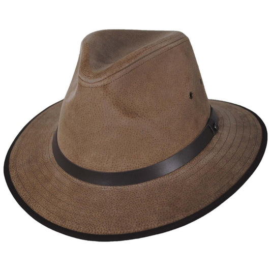 Jaxon Hats | Nubuck Leather Safari Fedora Hat | 147200 | lead | CHESTNUT