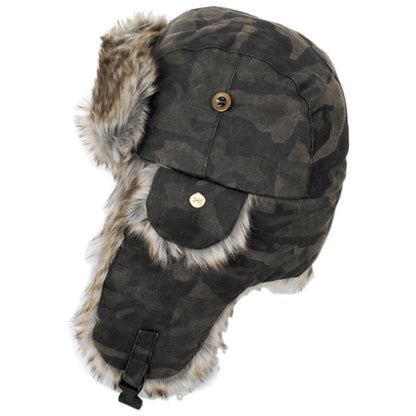 Dorfman Pacific | Zandar Weathered Cotton Trooper Hat | 400254 | profile | CAMO
