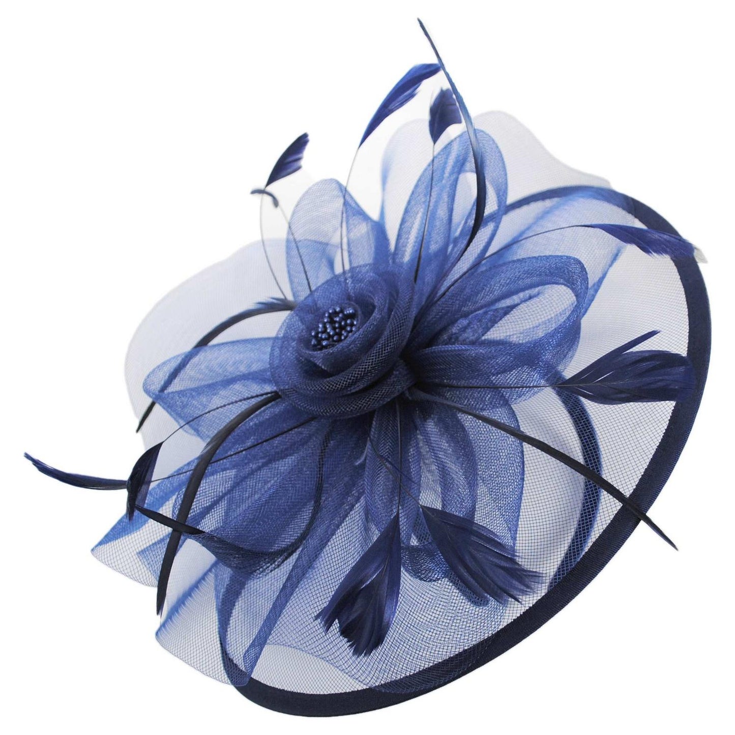 Sophia | Floral Mesh and Ribbon Fascinator Hat | 122905 | lead | NAVY