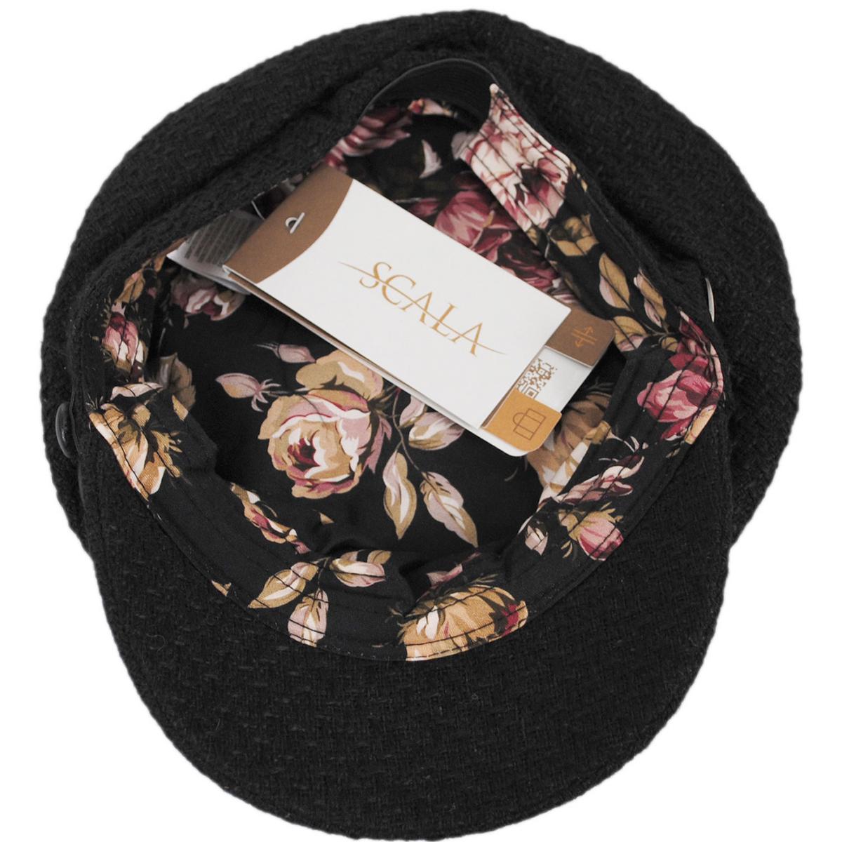 Scala | Donna Boucle Knit Chauffeur Cap | 106422 | under | BLACK