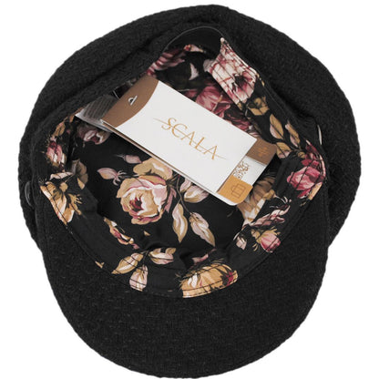 Scala | Donna Boucle Knit Chauffeur Cap | 106422 | under | BLACK