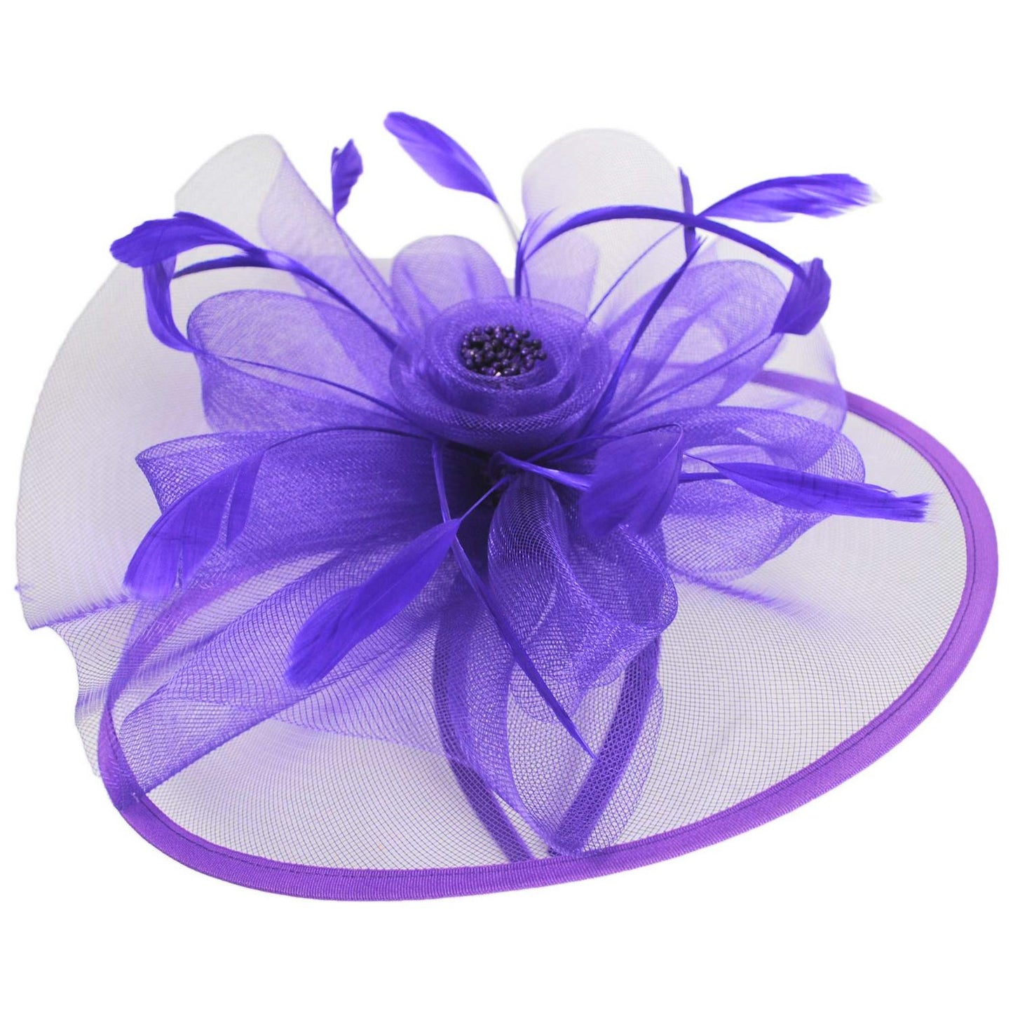 Sophia | Floral Mesh and Ribbon Fascinator Hat | 122905 | lead | PURPLE