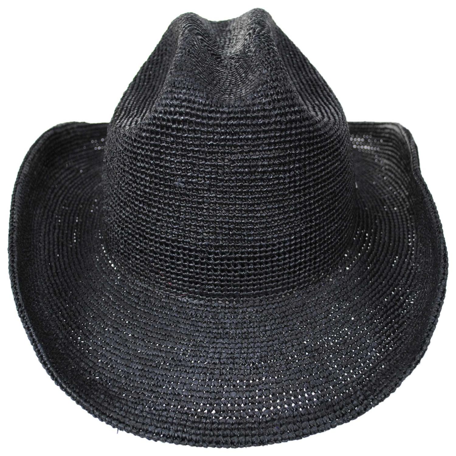 BRIXTON HATS | Odessa Raffia Straw Cowboy Hat | 104063 | front | BLACK