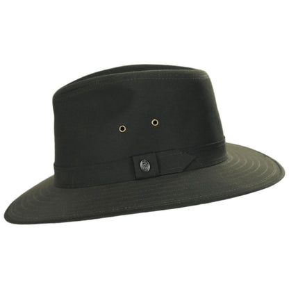 Jaxon Hats | Cotton Oilcloth Safari Fedora Hat | 147252 | profile | OLIVE