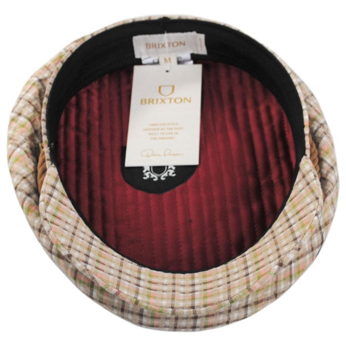 BRIXTON HATS | Plaid Fiddler Cap | 181349 | under | SAND PLAID