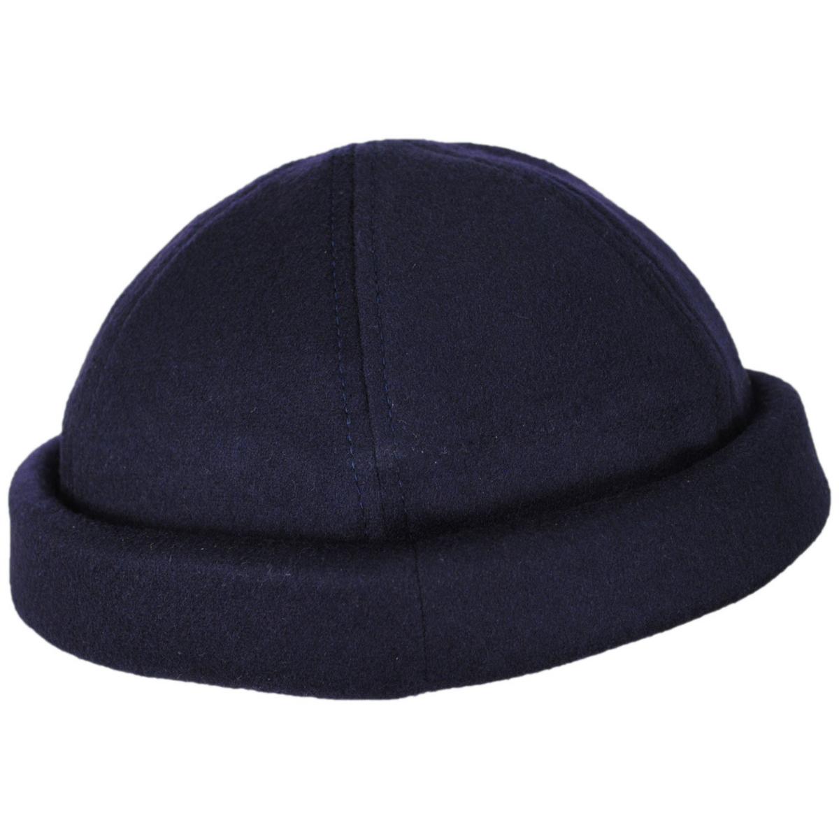 Dorfman Pacific | Melton Wool Blend Watch Cap Beanie Hat | 500048 | profile | NAVY