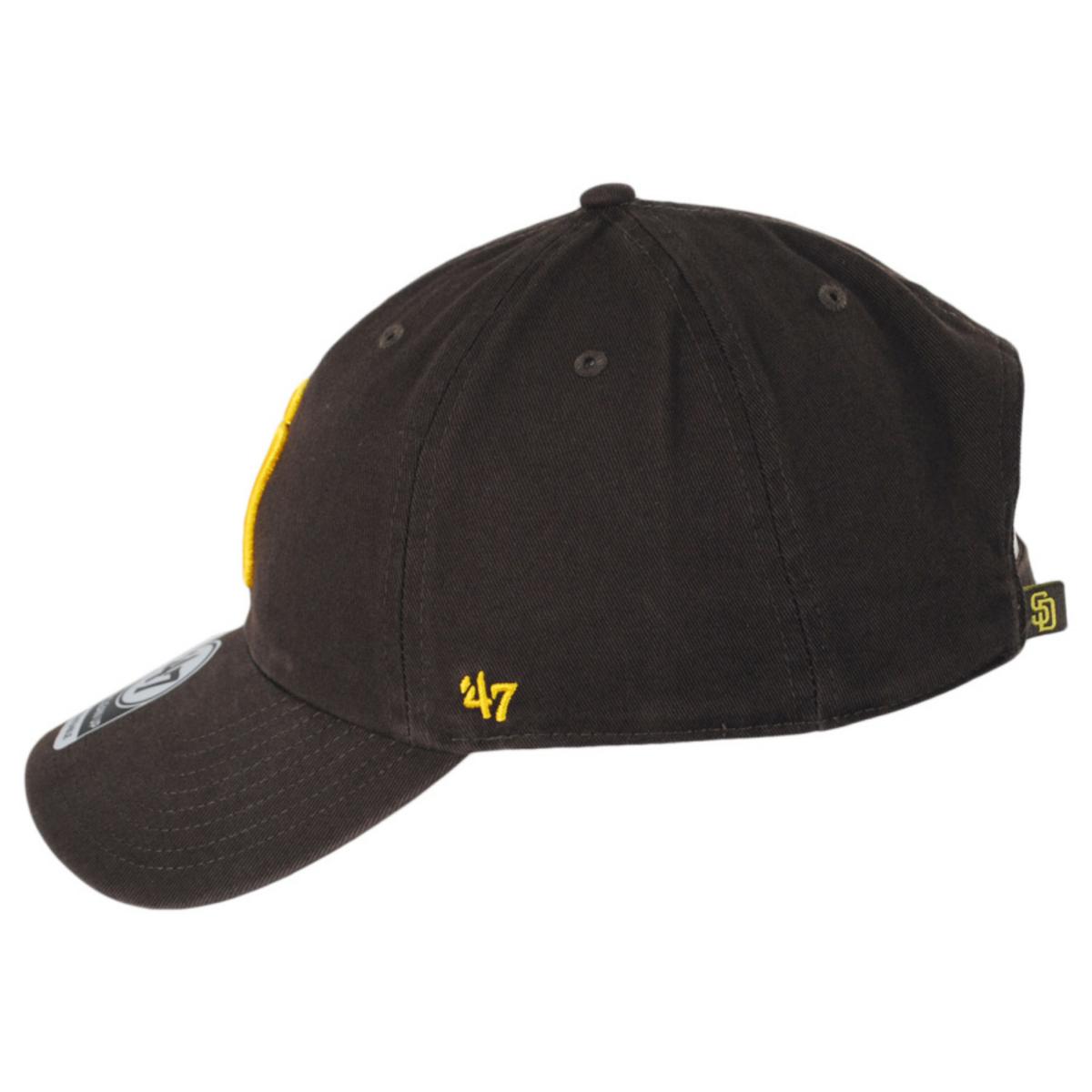 47 Brand | San Diego Padres MLB Clean Up Strapback Baseball Cap Dad Hat | 203003 | profile | BROWN/GOLD