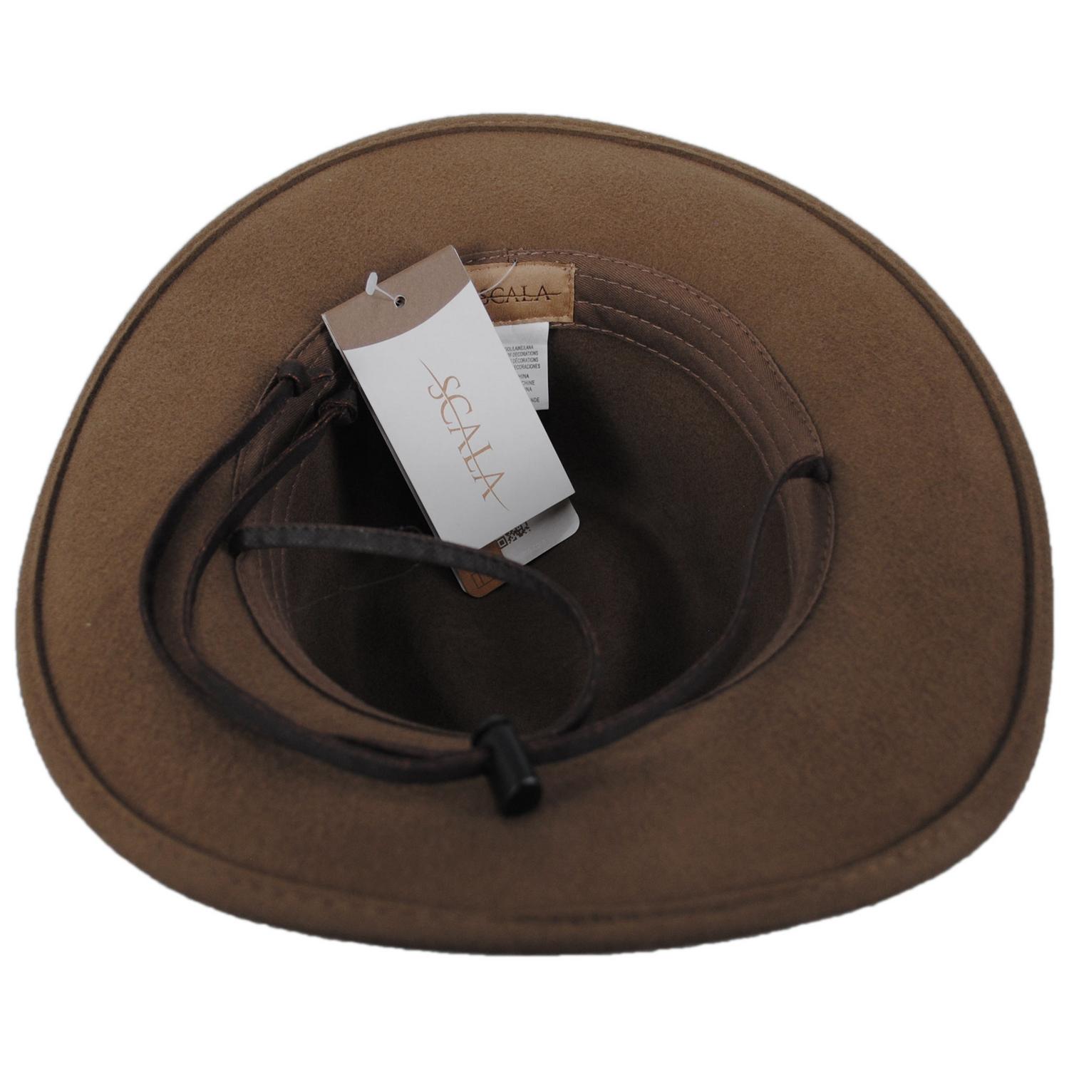 Scala | Sutherland Wool Felt Outback Hat | 130448 | under | PECAN