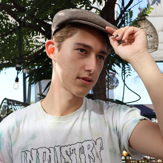 Jaxon Hats | Gibson Herringbone Plaid Wool Blend Ivy Cap | 167556 | lsmone | TAN