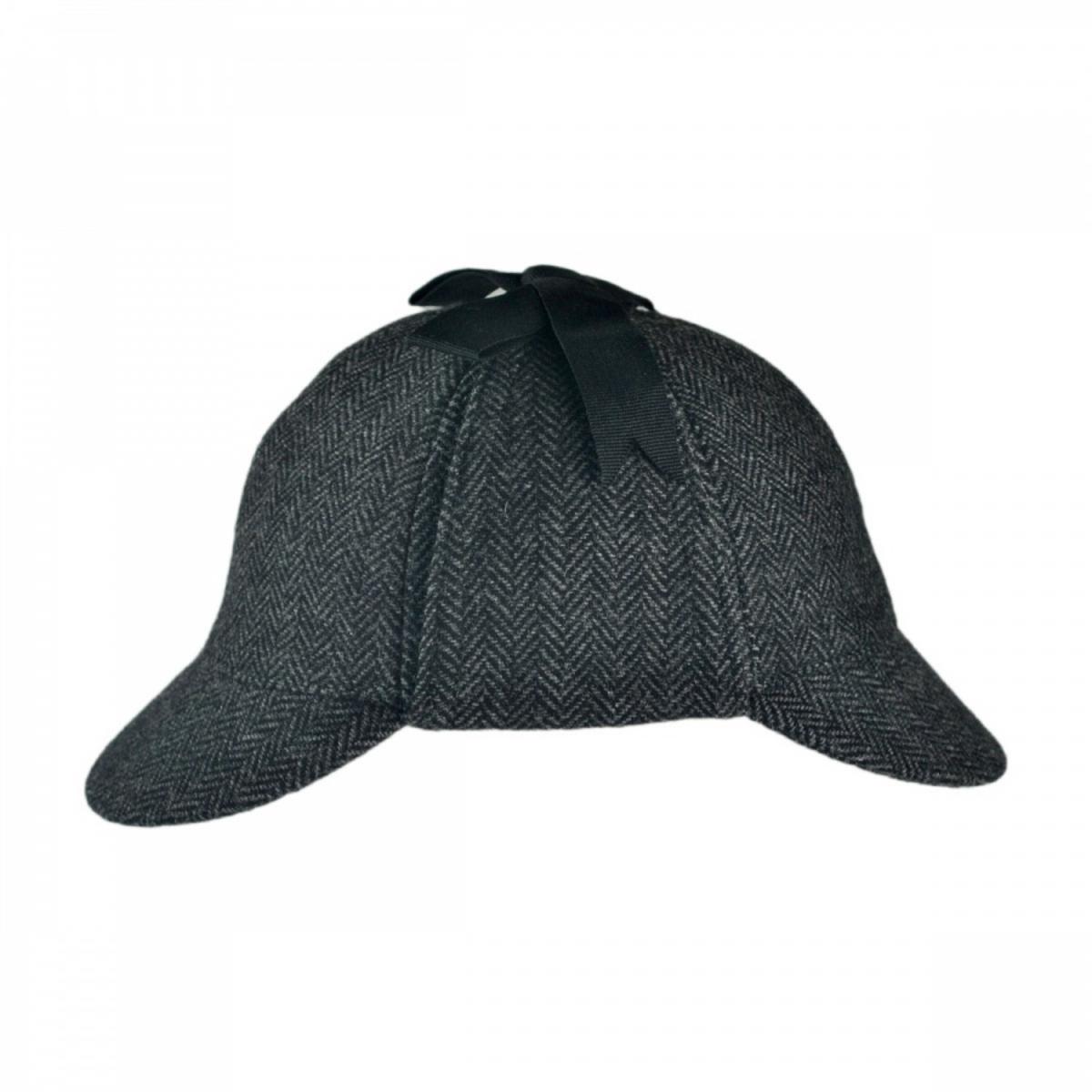 Jaxon Hats | Sherlock Holmes Herringbone Wool Blend Hat | 192399 | profile | GREY