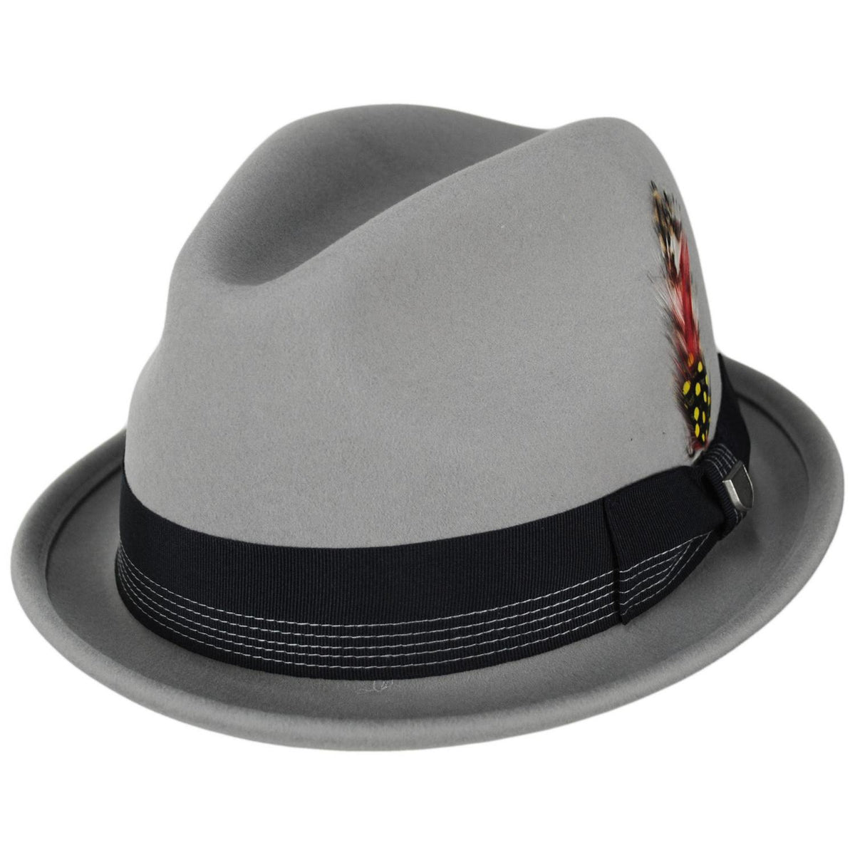 BRIXTON HATS | Gain Wool Felt Fedora Hat | 135600 | lead | LIGHT GREY/MIDNIGHT