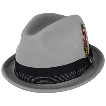 BRIXTON HATS | Gain Wool Felt Fedora Hat | 135600 | lead | LIGHT GREY/MIDNIGHT