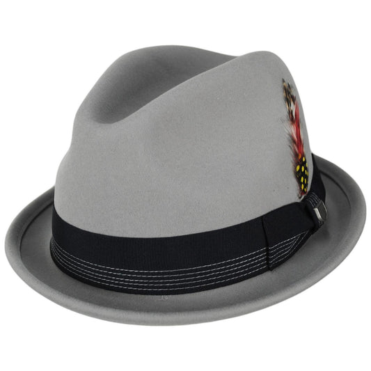 BRIXTON HATS | Gain Wool Felt Fedora Hat | 135600 | lead | LIGHT GREY/MIDNIGHT