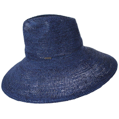 BRIXTON HATS | Helena Raffia Straw Fedora Hat | 104064 | profile | MIDNIGHT BLUE