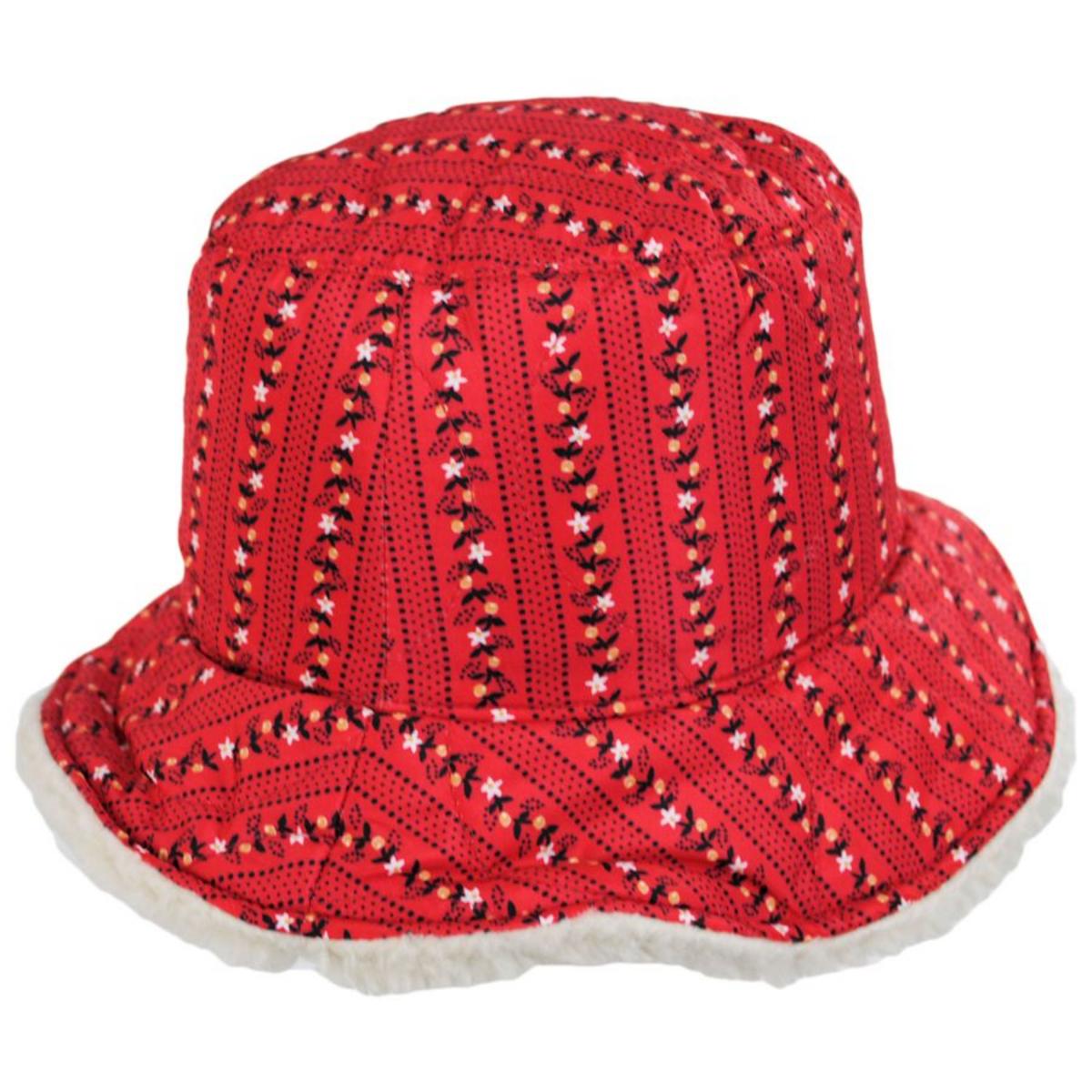 BRIXTON HATS | Petra Sherpa Reversible Bucket Hat | 185539 | lead | PRAIRIE FLORAL/DOVE