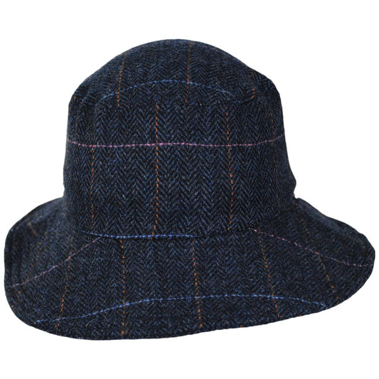 BRIXTON HATS | Whittier Tweed Packable Bucket Hat | 185550 | front | WASHED NAVY/OMBRE BLUE