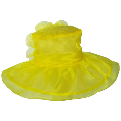 Sophia | Flower Clip Organza Dress Hat | 122910 | front | YELLOW